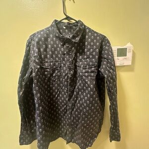 Men's Black skull Patterned long sleeve button up